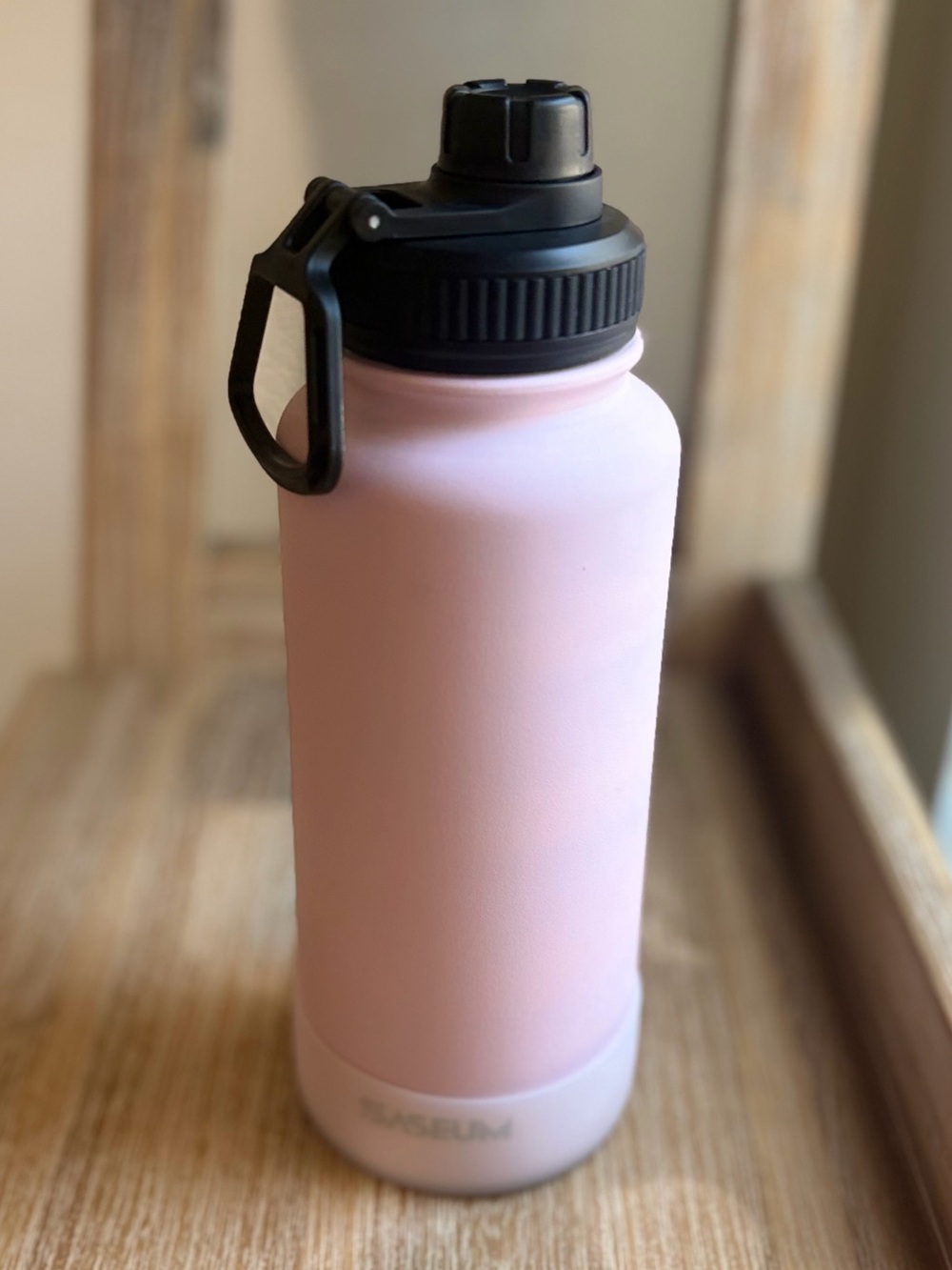 Insulated Pink Stainless Steel Water Bottle with Black Lid 32oz